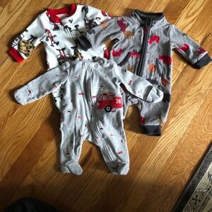 2/$30 Carter's Newborn Footie Bundle Firetruck, Cookies, and Animals